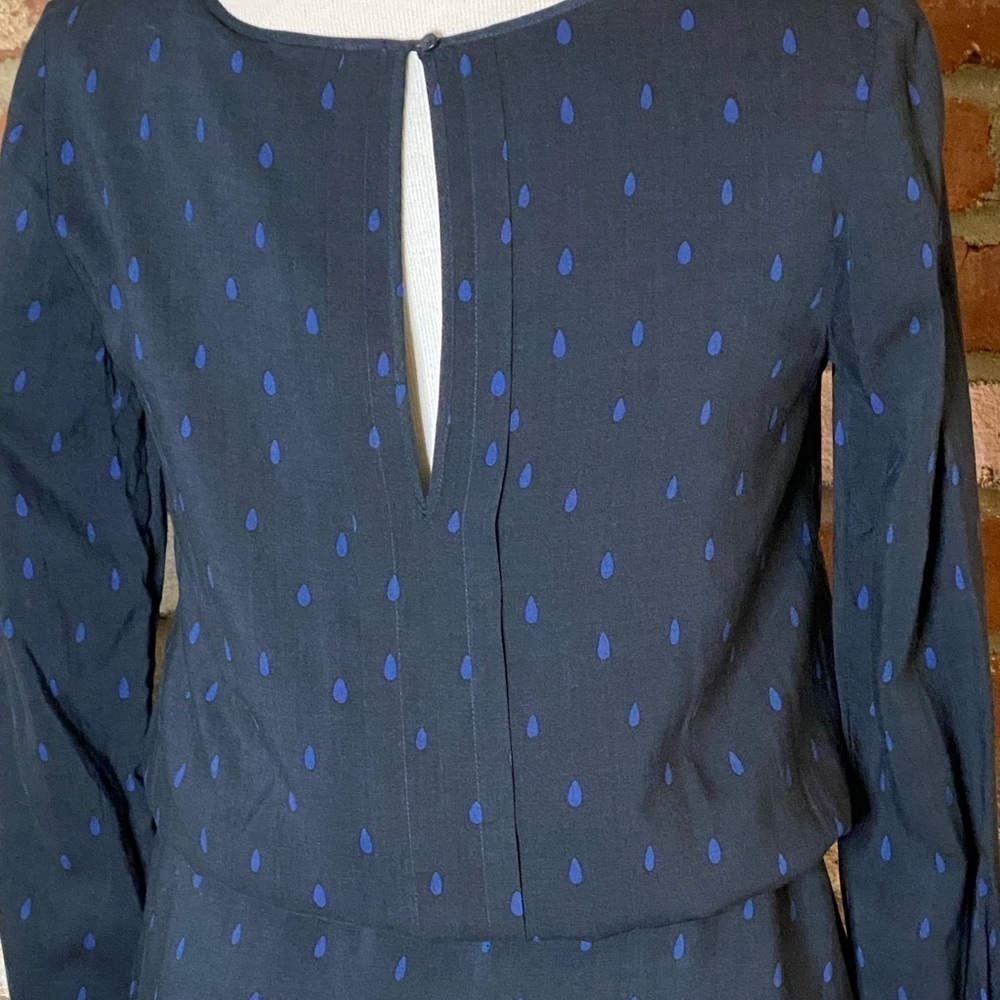 Scotch & Soda Blue Polka Dot Drop Waist Long Sleeve Dress size small NWT - Picture 7 of 11